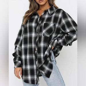 NWT CHYRII Women’s Plus XXL Button Down Flannel Shirt Long Sleeve Plaid NEW